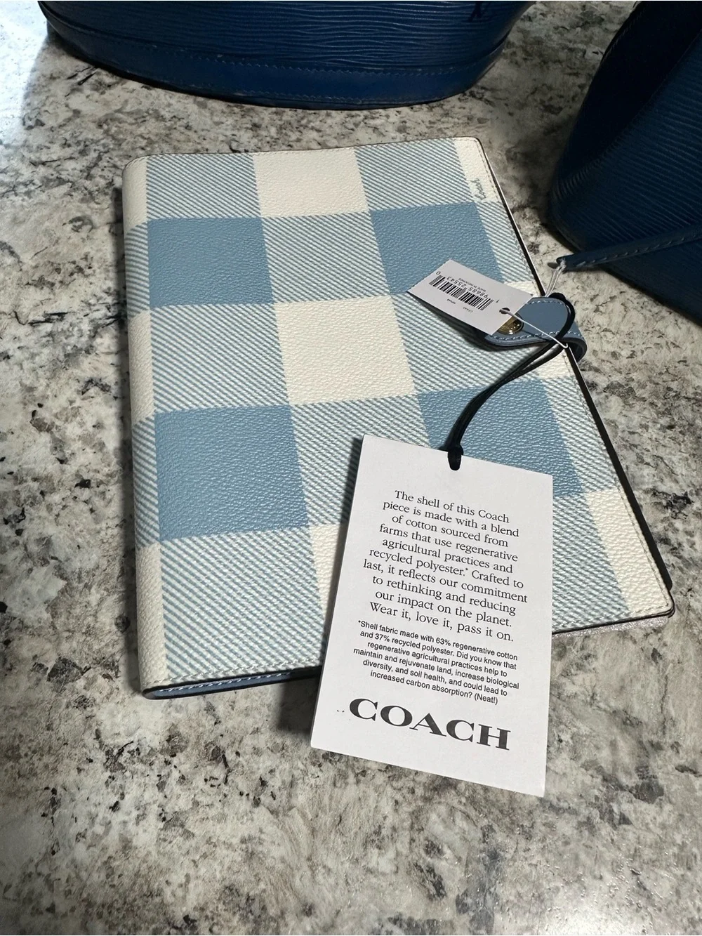 Coach Light Blue & White Checkered Notebook/Journal
